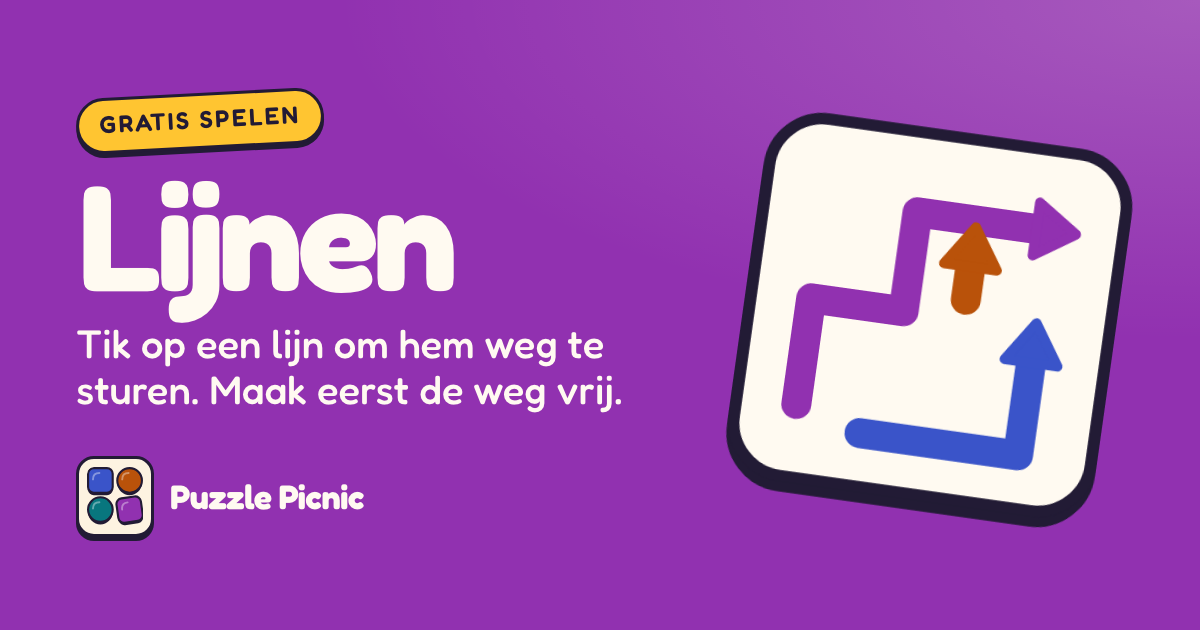 Lijnen: Elke lijn heeft een pijl. Tik op een lijn en hij schuift met de kop vooruit uit de vorm, in de richting van de pijl.