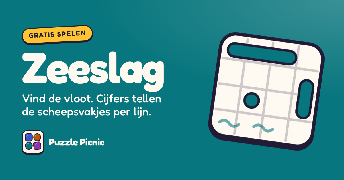 Zeeslag: Vind de verborgen vloot. De cijfers laten zien hoeveel scheepsvakjes er in elke rij en kolom zitten.