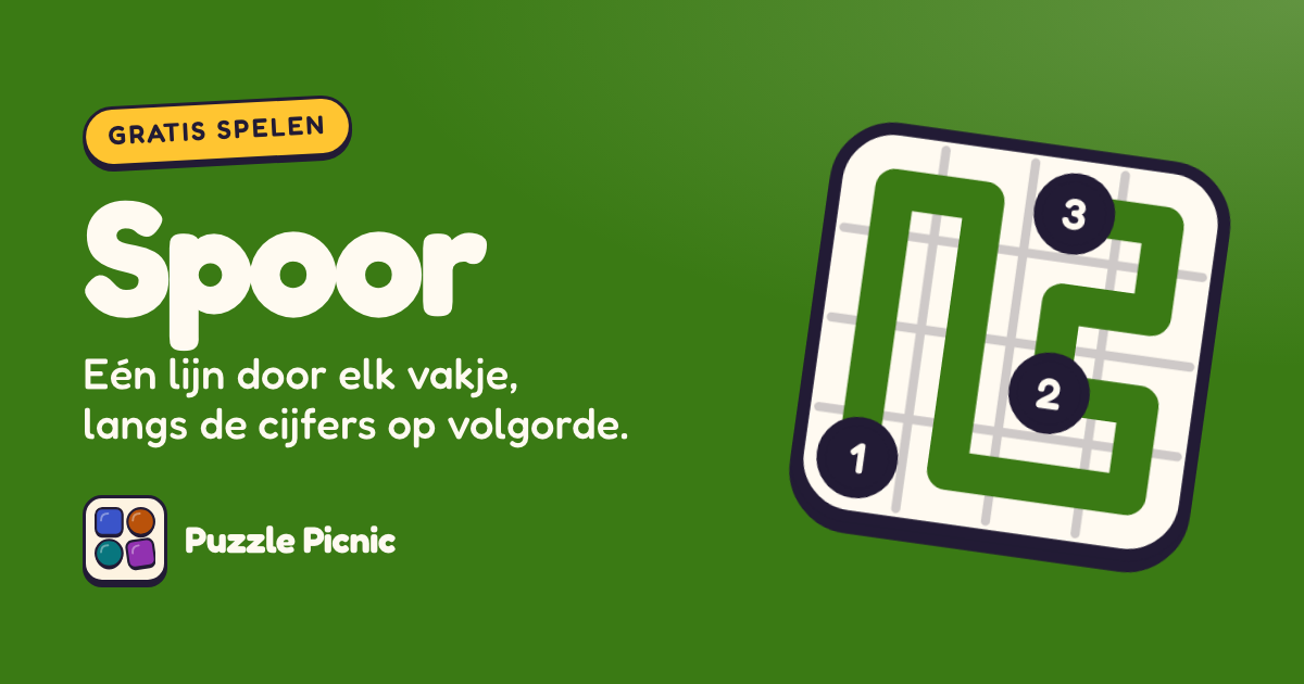 Spoor: Trek één lijn vanaf 1 door elk vakje van het raster, en eindig op het hoogste cijfer.