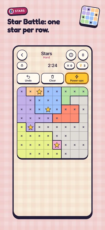A Star Battle puzzle (Stars)
