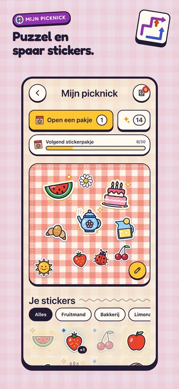 Mijn picknick: stickers op een picknickkleed